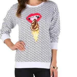 Vans Kendra Dandy I Scream‎ Polka Dot Black and White Crew Neck Sweater